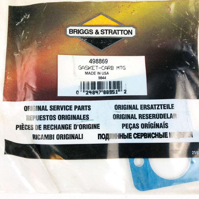 Briggs and Stratton 498869 Gasket Intake Elbow Mount OEM NOS USA Made Sealed 1 3