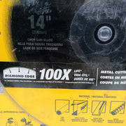 Dewalt DW8500 Circular Chop Saw Blade 14" w 1" Arbor Diamond Edge Metal Cutting 4