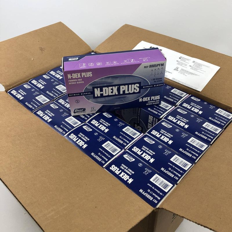 Showa 8005PFM N-DEX Plus Disposable Nitrile Glove 7-8 Medium Powder Free 1000pcs 9