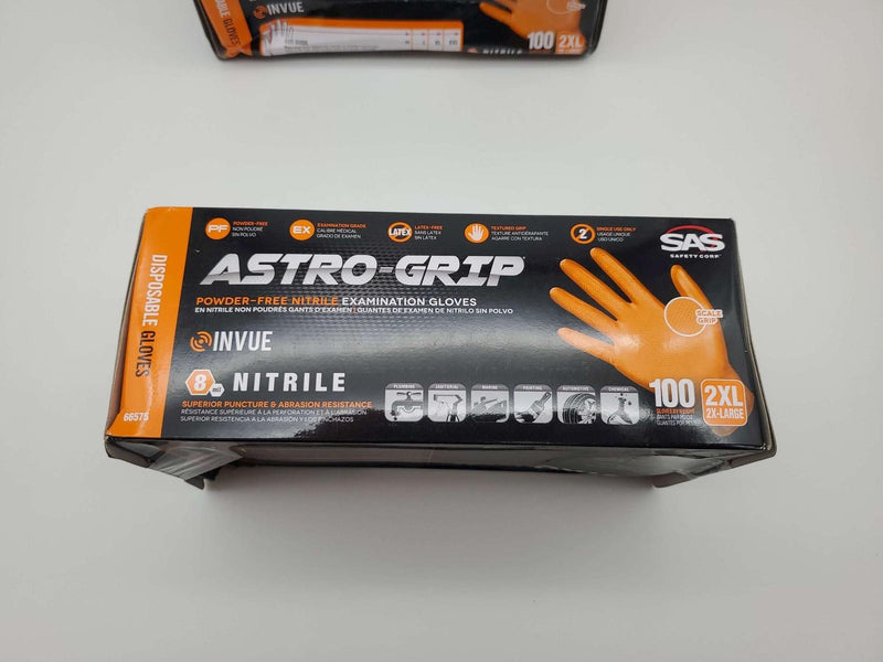 200 Astro Grip Nitrile Exam Gloves XXL Textured Grip Powder Free 66575 Orange 4