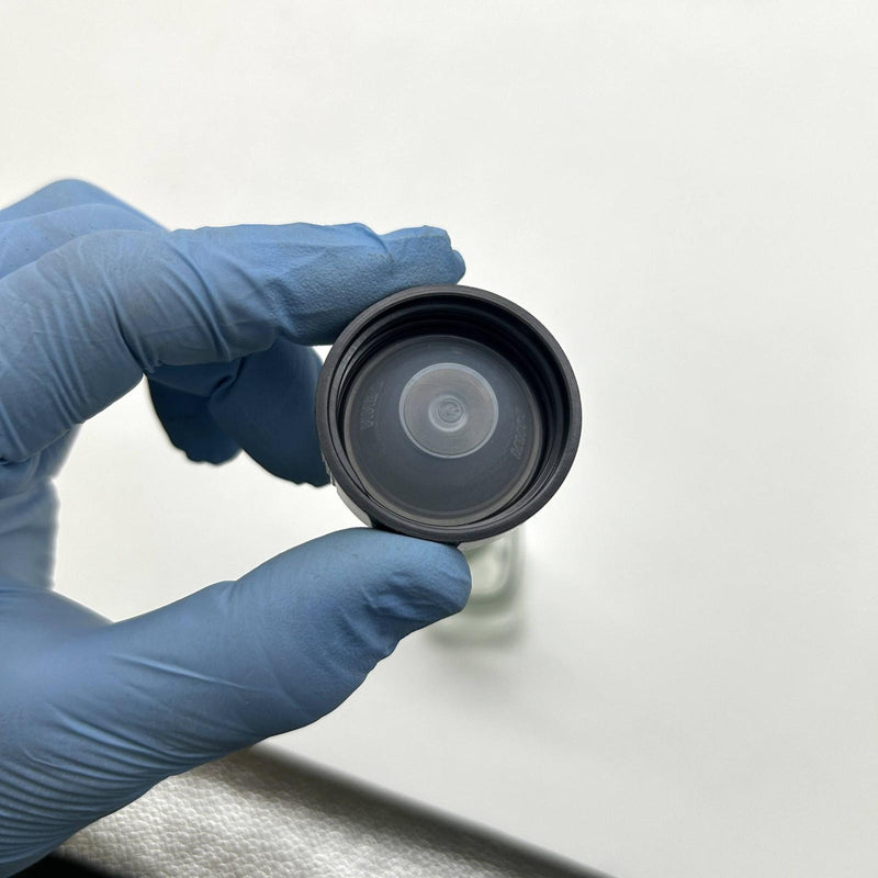 4 oz Clear Glass French Square Bottles w/ Black Caps Berlin Packaging 117191 9pk