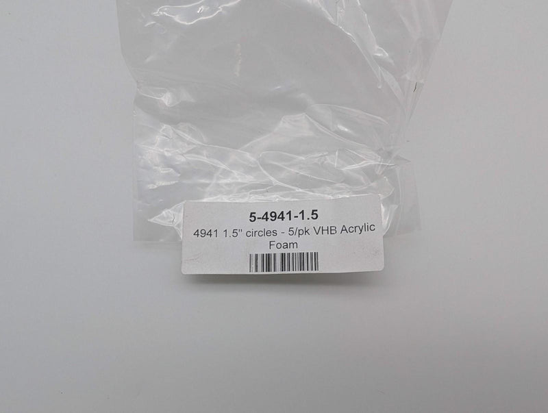 3M 4941 1.5" VHB Acrylic Foam Discs Double Sided Tape Gray 0.048" T Pack of 5 2