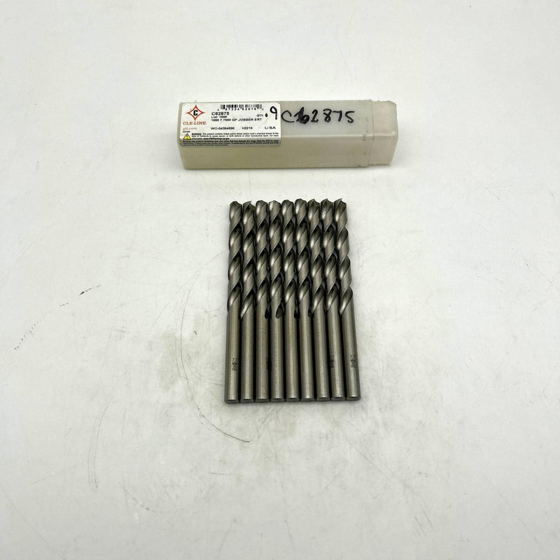 Cle-Line C62875 Jobber Drill Bit 7.7mm 1898 General Purpose HSS Bright Lot of 9