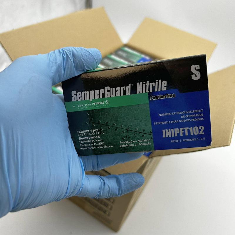 SemperGuard Nitrile INIPFT102 Disposable Gloves Size Small Powder Free 1000/Case 4