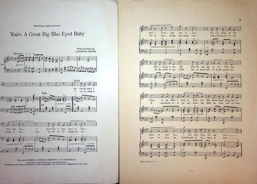 1913 You're A Great Big Blue Eyed Baby Sheet Music A Seymour Brown E Bert Kenney 2