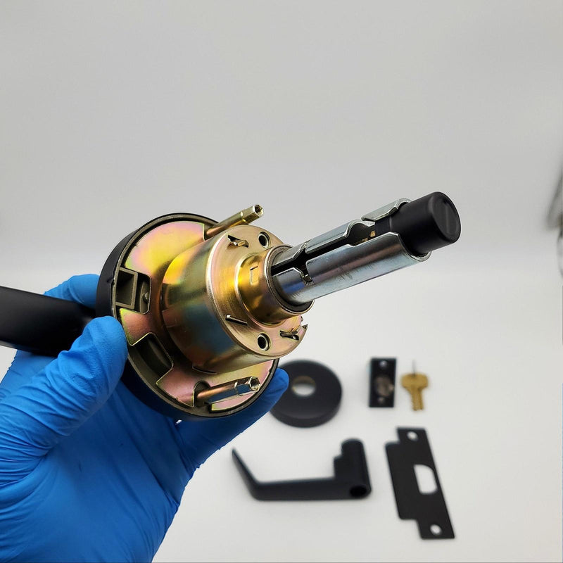 Falcon Door Lever Entry Lock Flat Black Dane 2-3/4" Backset W501CP6D C Keyway 3