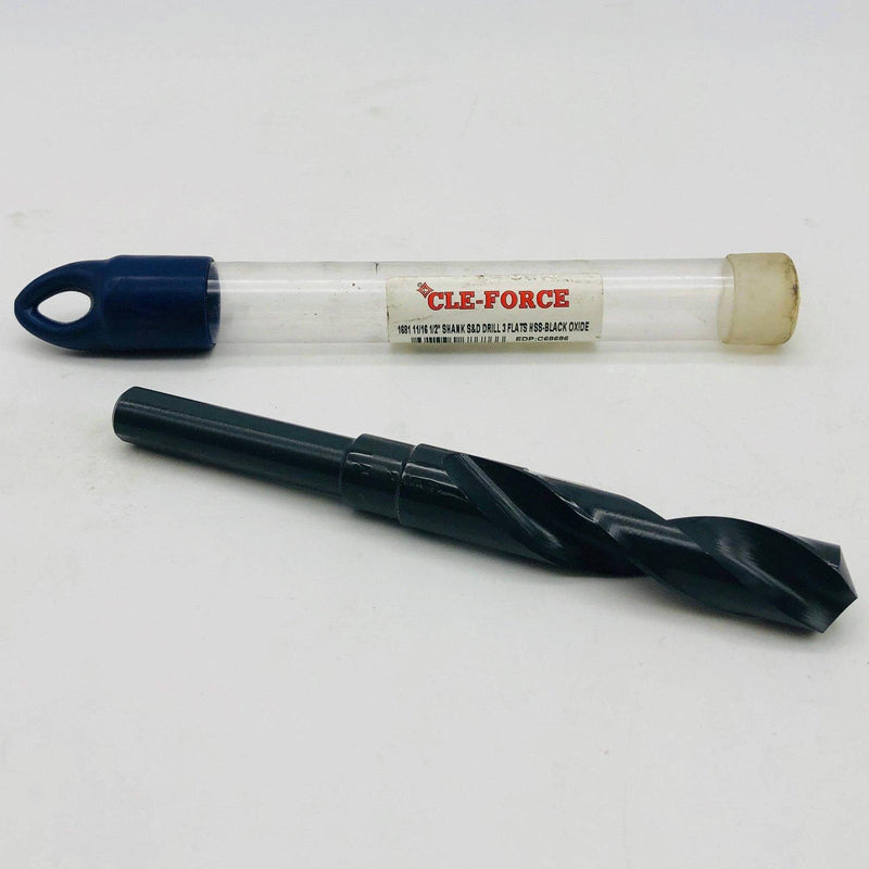 Cle-Force C68686 Reduced Shank Drill 11/16 1681 S&D 1/2" Sh 3 Flts HSS Blck Oxid 1