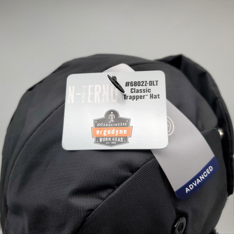 Ergodyne Classic Trapper Hat Black L / XL 6802Z w/ Bump Cap Insert Airline Logo 6