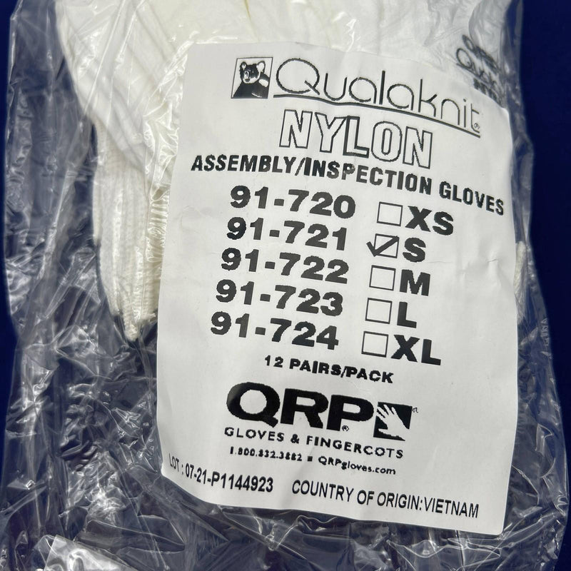 PIP QRP QualaKnit 91-721 Inspection Assembly Gloves Sz Small White Nylon 12 Pair 2
