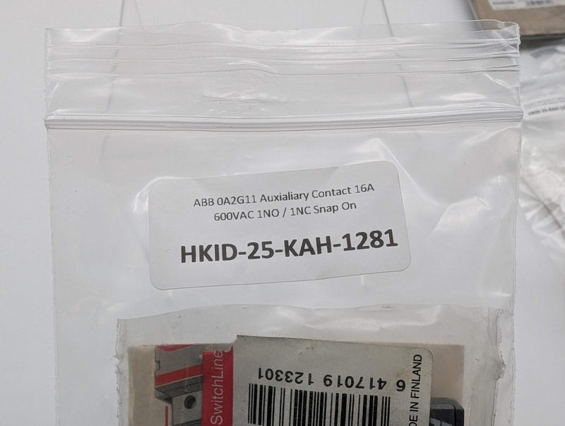 ABB 0A2G11 Auxialiary Contact 16A 600VAC 1NO / 1NC Snap On 6