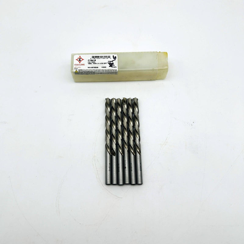 Cle-Line C18416 Jobber Length Drill Bit 1898L 19/64 LH Cut Bright HSS 6pk