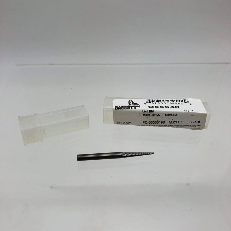Greenfield Bassett B55648 Carbide Burr 1/8X1/8X5/8X1-1/2 BM43 BM 7D Point Cone 9