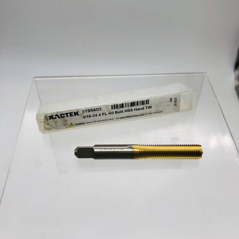 Exactek 3195403 End Mill 5/16-24 4 Flute H3 Bott HSS Hand TiN G1521 11