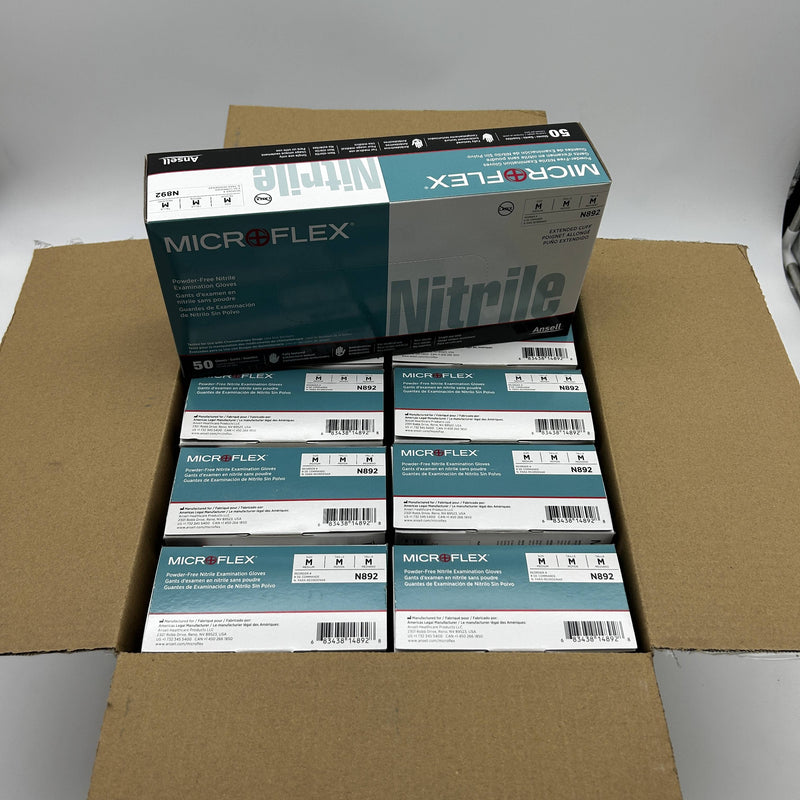 Microflex N892 Disposable Gloves Medium Extended Cuff PF Nitrile 500pcs/Case