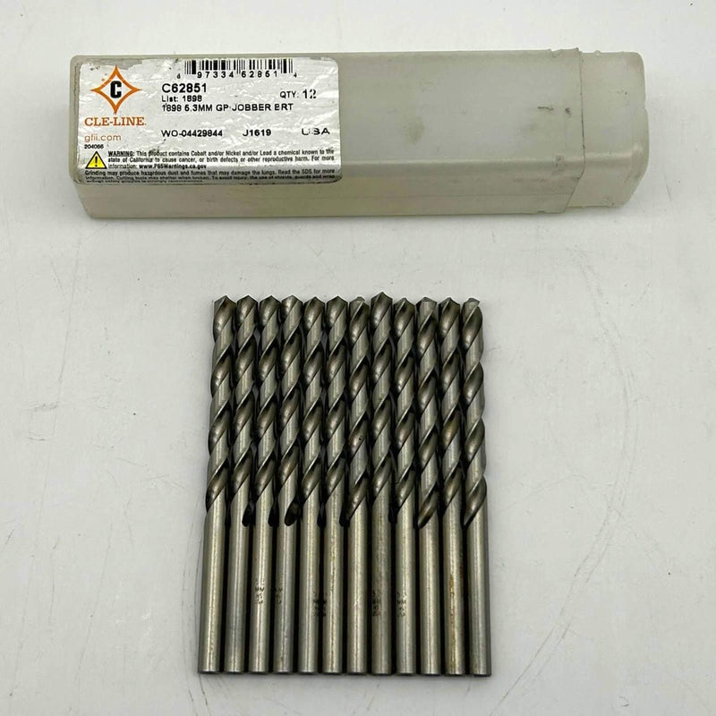 12pk Cle-Line C62851 Jobber Length Drill 1898 5.3mm General Purpose HSS Bright 1