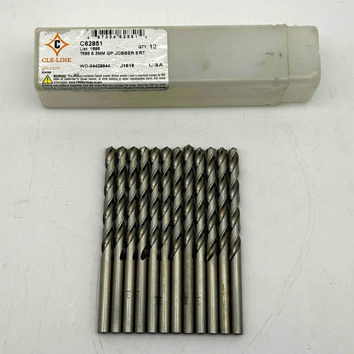 12pk Cle-Line C62851 Jobber Length Drill 1898 5.3mm General Purpose HSS Bright 1