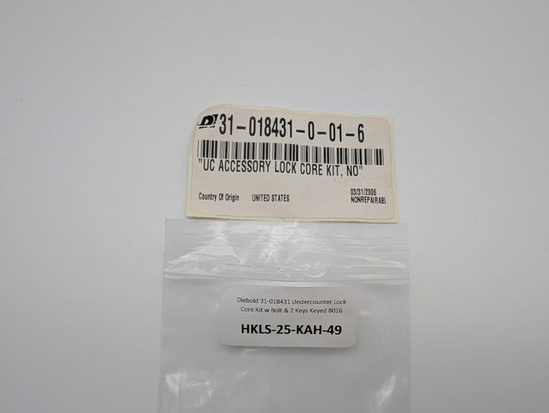 Diebold 31-018431 Undercounter Lock Core Kit w Bolt & 2 Keys Keyed 8016 4
