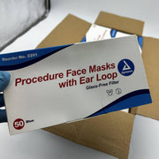 Dynarex 2201 Procedure Face Masks Blue Earloop Glass-Free Filter 600/Case 4