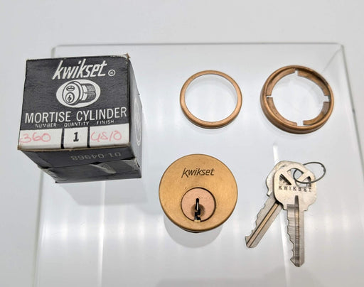 Kwikset Mortise Lock Cylinder 1-1/8" Length Satin Bronze 5 Pin Keyed Diff No 360 1