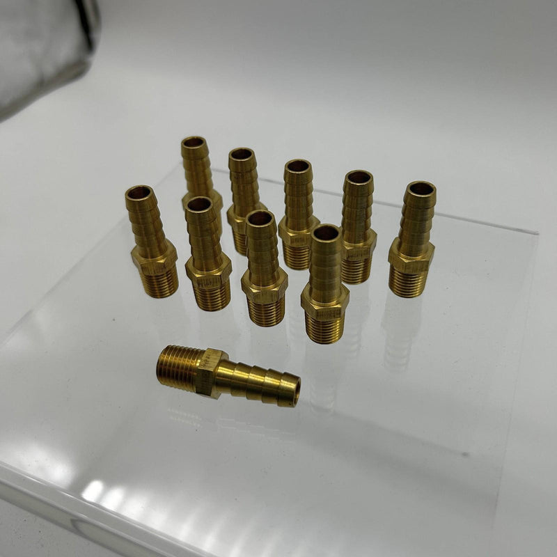 10pk Midland Metal 32012 Brass Fitting 3/8 Hose Barb X 1/4 Male NPTF Max 150 PSI 8