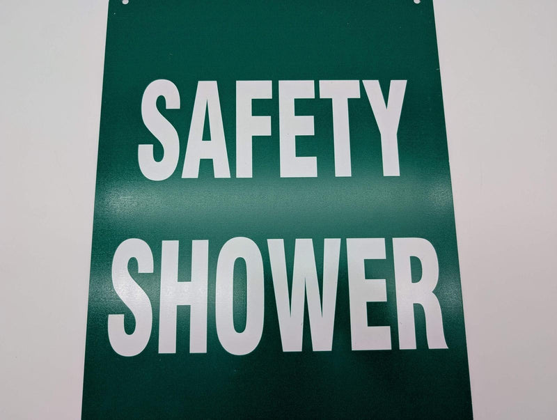 Safety Shower Eyewash Station Sign 14" x 10" Aluminum Green Hang Mount 2