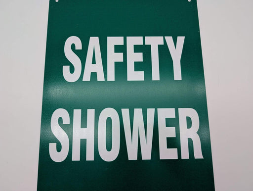 Safety Shower Eyewash Station Sign 14" x 10" Aluminum Green Hang Mount 2