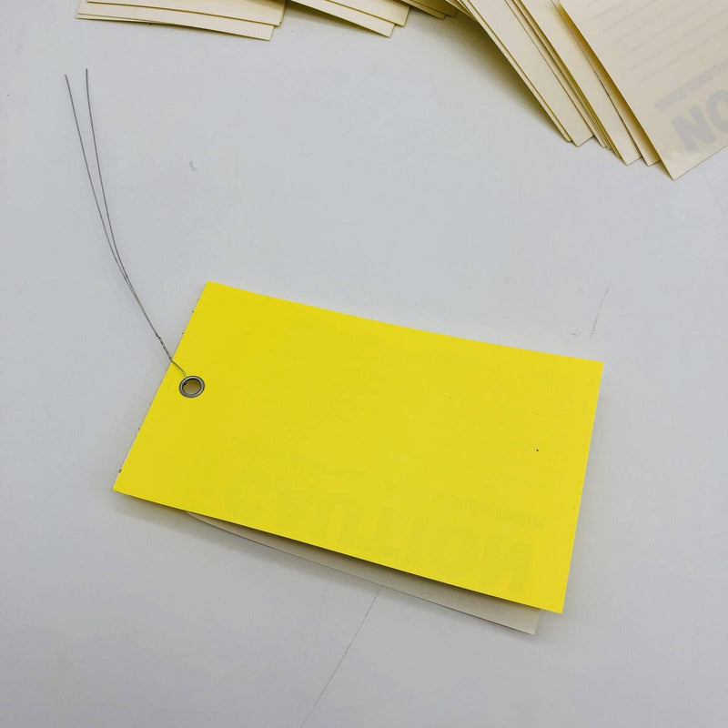 Yellow Caution Tags 3-1/4" x 5" Self Laminating Pre Wired Safety Pack of 100 4