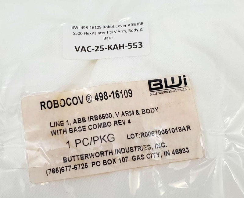 BWI 498-16109 Robot Cover ABB IRB 5500 FlexPainter fits V Arm, Body & Base 4