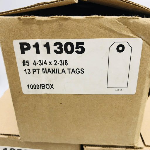 Manila Tags Number 5 13PT Thick 4-3/4" x 2-3/8" Reinforced Eyelet Bulk 5000/Lot 2