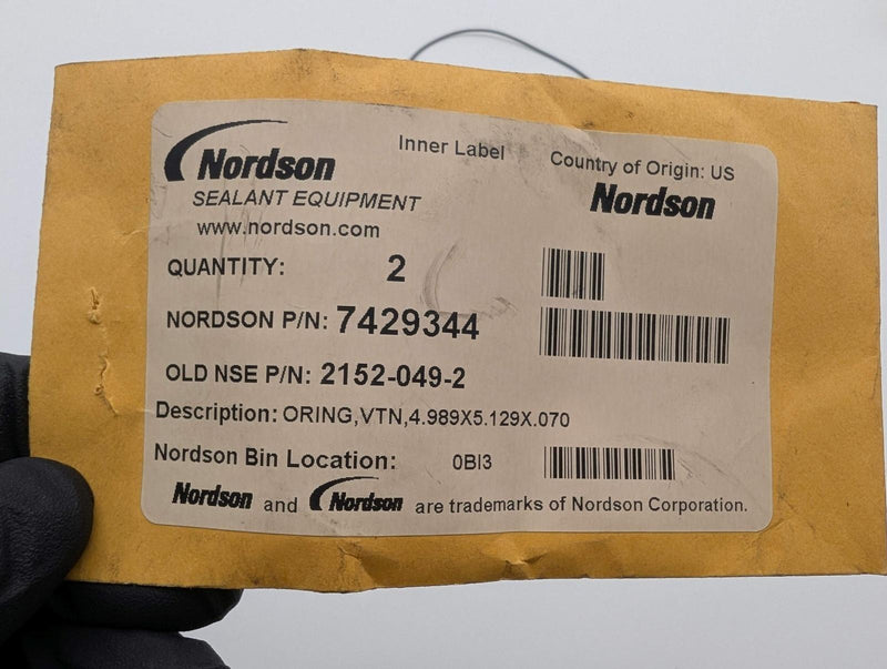 Nordson 7429344 O-Ring Viton 4.989" ID x 5.129" OD x .070" T 087 Dispense Valve