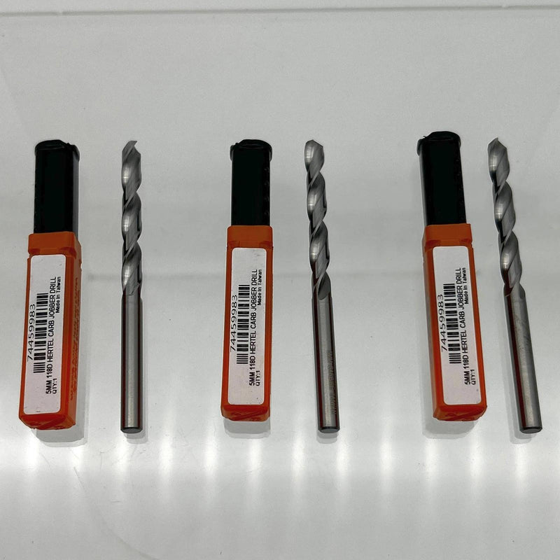 Hertel 74459983 Jobber Drill Bit 5mm 118Deg Solid Carbide Bright 3" OAL Lot of 3