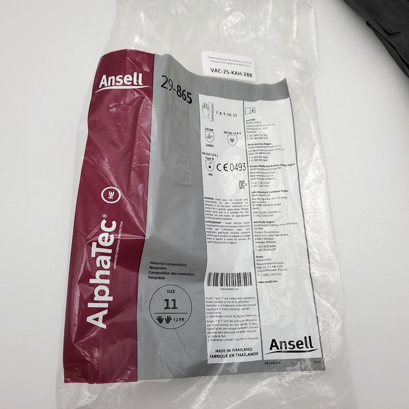 Chemical Resistant Work Gloves XXL 17 Mil Neoprene 13in Alphatec 29-865 Pack 12 4