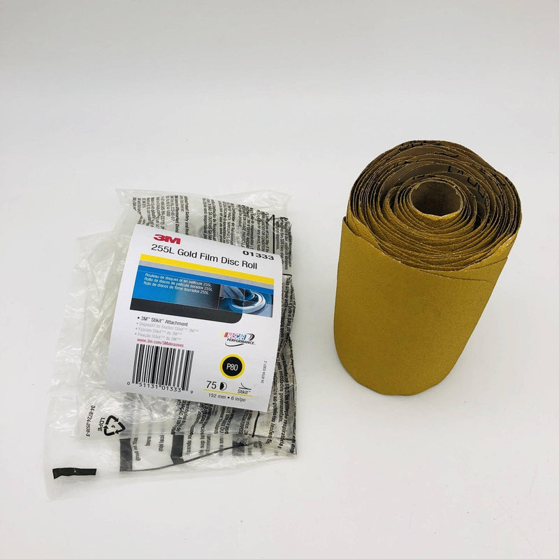 3M 255L Stickit Gold Sanding Discs P80 Grit 6" Aluminum Oxide 1 Roll /75 Discs 8