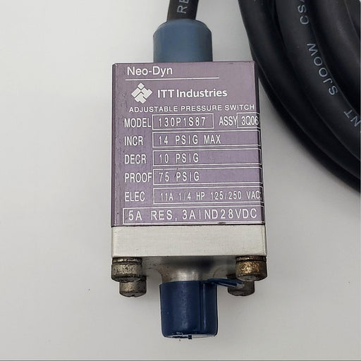 Neo-Dyn 130P1S87 Pressure Switch Adjustable 75PSI Max 10PSI Dec 14PSI Inc 2