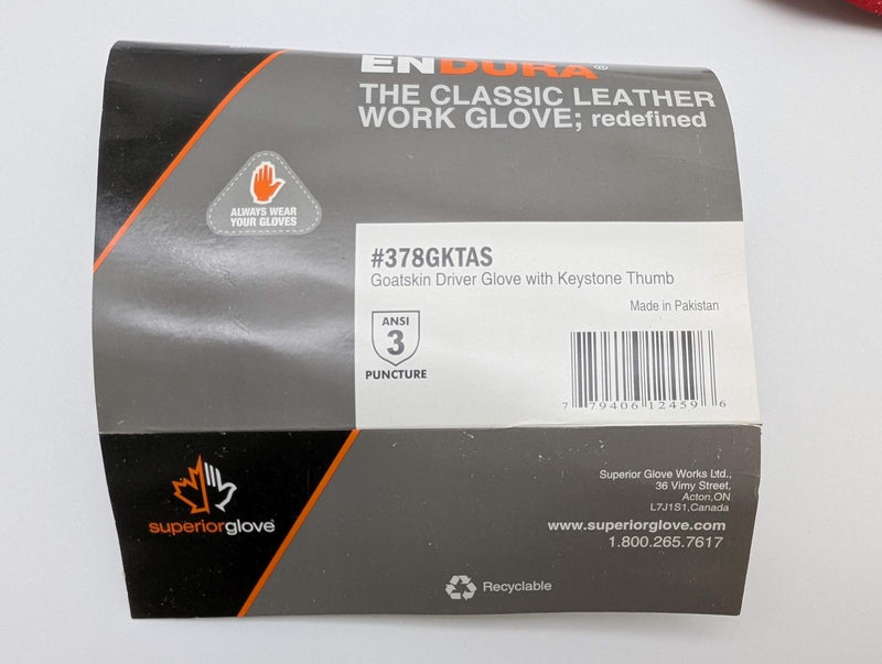 Endura Driver Gloves Goatskin Size Small ANSI Level 3 Puncture 378GKTA 12 Pairs 6