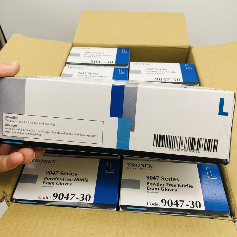 Tronex 9047-30 Disposable Gloves Nitrile Large Black Powder Free Case of 1000 5