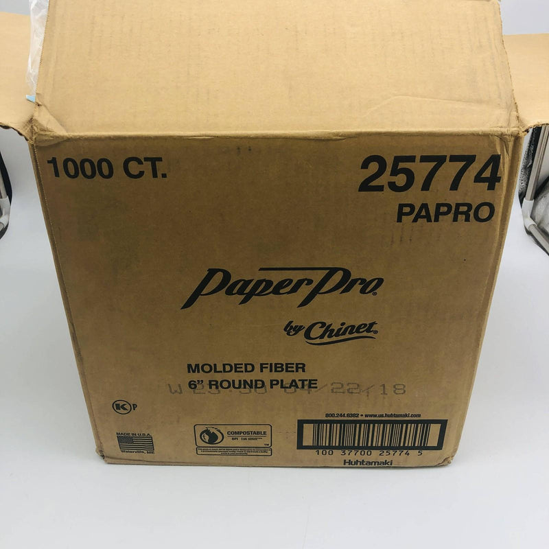 Chinet Paper Pro 25774 Round Plate 6" Dia Molded Fiber Dessert 1000pk/Carton 2