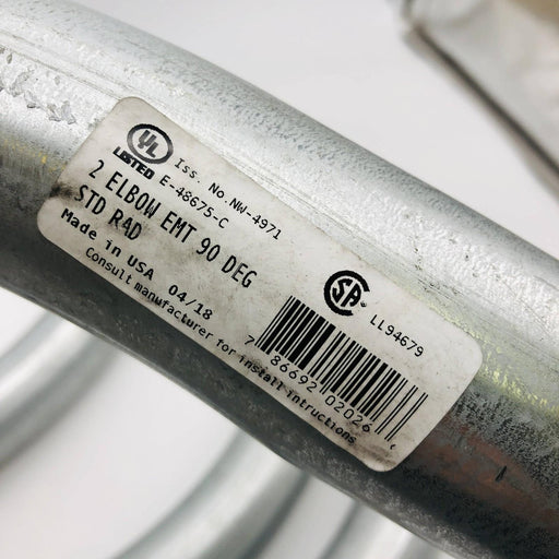 Picoma 8346 Conduit Elbow 2" EMT 90 Degree Bend Standard Radius Type Lot of 4 2
