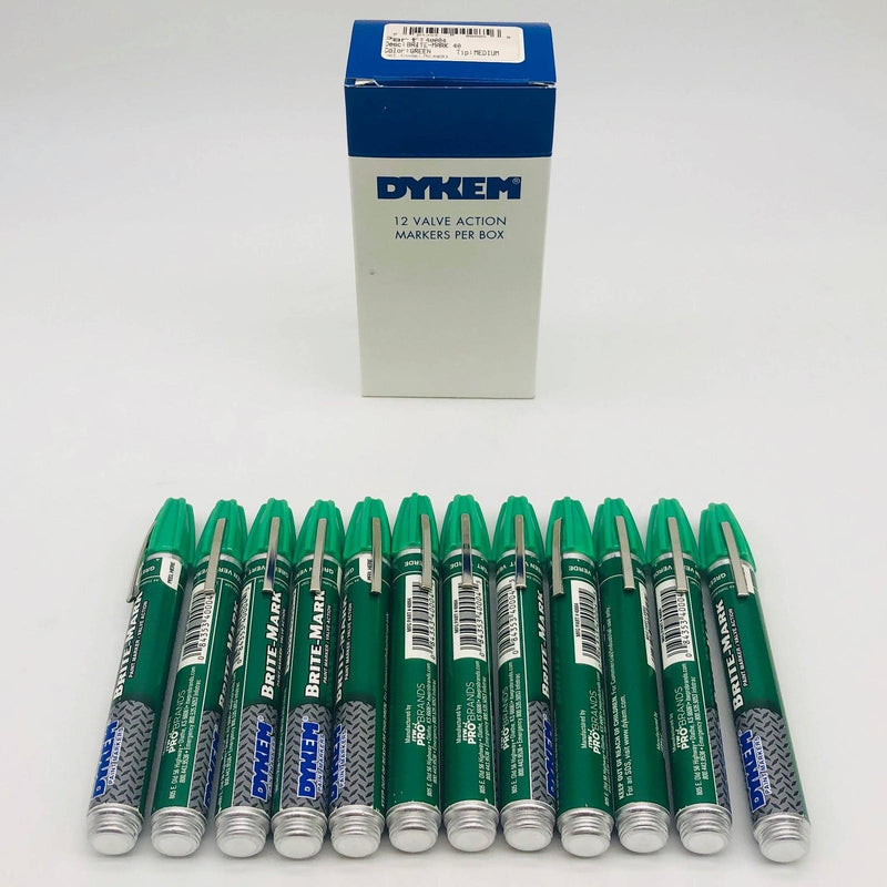Dykem Brite Mark 40 Green Paint Marker Medium Tip Valve Action 40004 Pack of 12 1