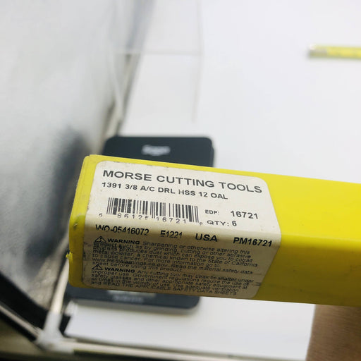 1x Morse 16721 Aircraft Drill Bit 1391 3/8 HSS 12in OAL Black Oxide 135 SP 2