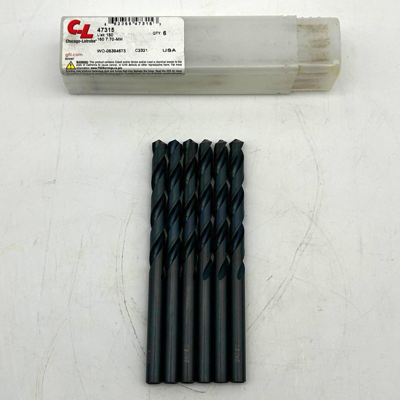 Chicago-Latrobe 47315 Jobber Length Drill Bit 150 7.70mm Black Oxide HSS 6pk 1
