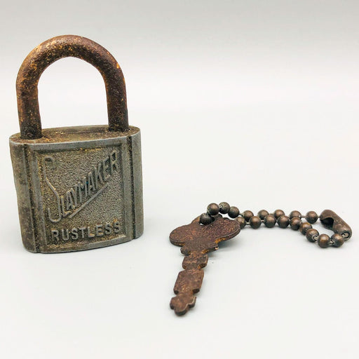 Vintage Slaymaker Padlock Lock and Key Rustless Steampunk Art Deco USA Made Work 2