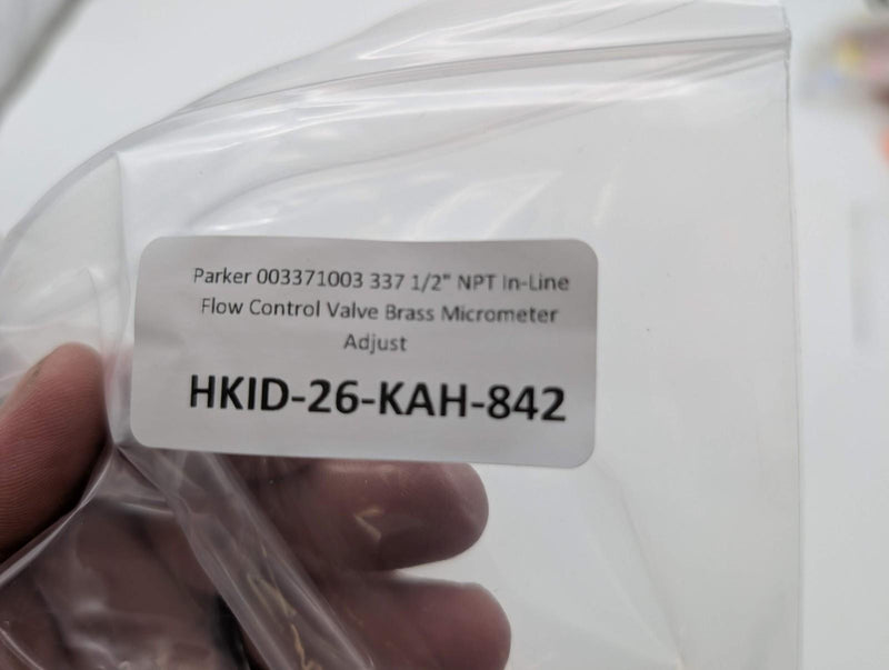 Parker 003371003 337 1/2" NPT In-Line Flow Control Valve Brass Micrometer Adjust