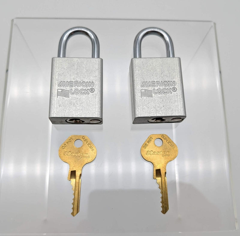 2x American Lockout Padlocks 1" Shackle 1.5" Silver Body Keyed Alike 1 Key NKR 1