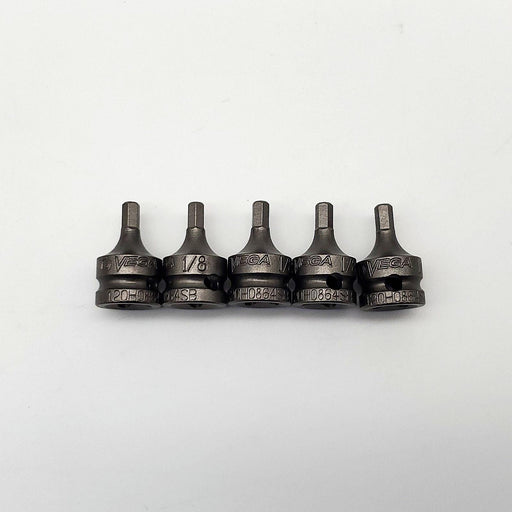 Vega 120H0864SB 1/8" Hex Socket Bits 1/4" Square Drive Pack of 5 1