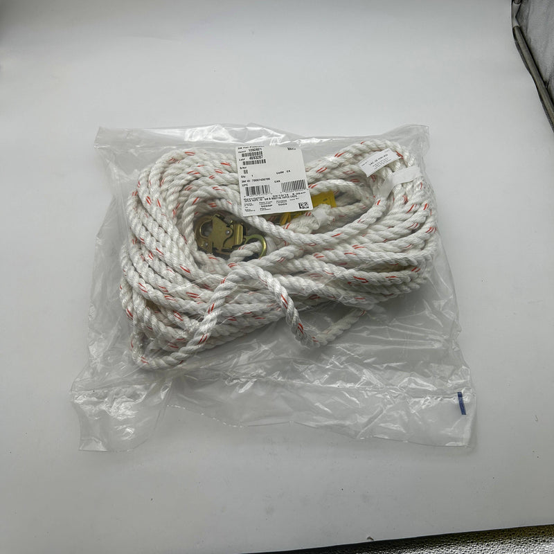 3M DBI-SALA Fall Protection 1202821 Rope Lifeline w Snap Hook 75' 5/8" Taped End
