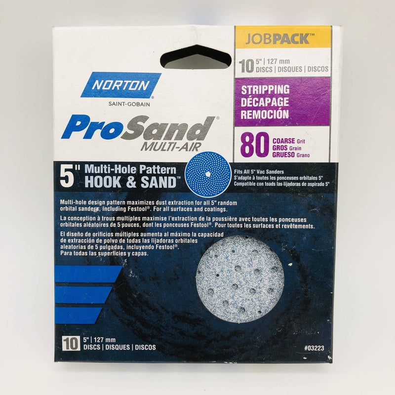 Norton 07660703223 Hook & Sand Discs 5in 80 Grit Multi Air Multi Hole 10pk 9