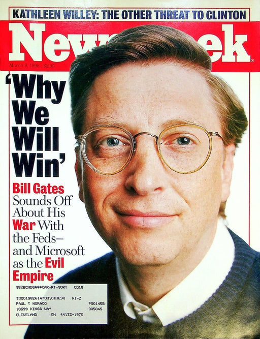 Newsweek Magazine March 9 1998 Bill Gates Microsoft Antitrust Dot Com Clinton 1