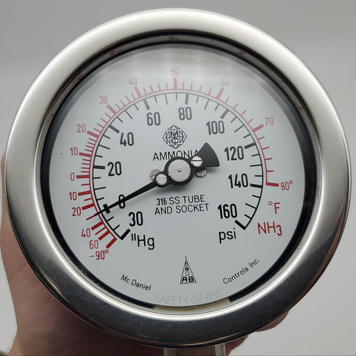McDaniel Controls AYNH3 Ammonia Gauge 4" Dial 0-160 PSI 1/4" NPT Connection 2
