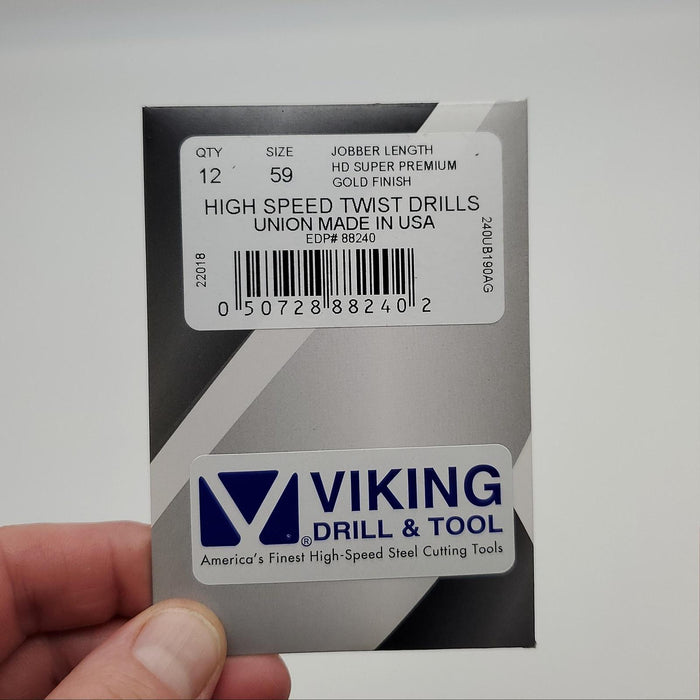 12x Viking Size 59 Drill Bits 88240 135 Deg Split Point HSS Jobber Length 2.625" 3